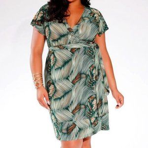 Igigi Safari Print Wrap Dress, Size 26/28